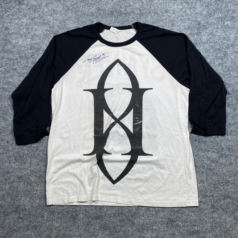 Gemini Syndrome Synner Band‎ Shirt Mens XL Black White Raglan 3/4 Sleeve Signed